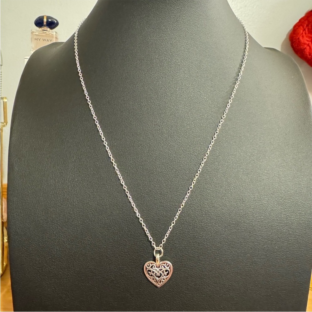 2/$40🔥Classic 925 Silver Filigree Heart Necklace - Women's Jewelry - Picture 2 of 3